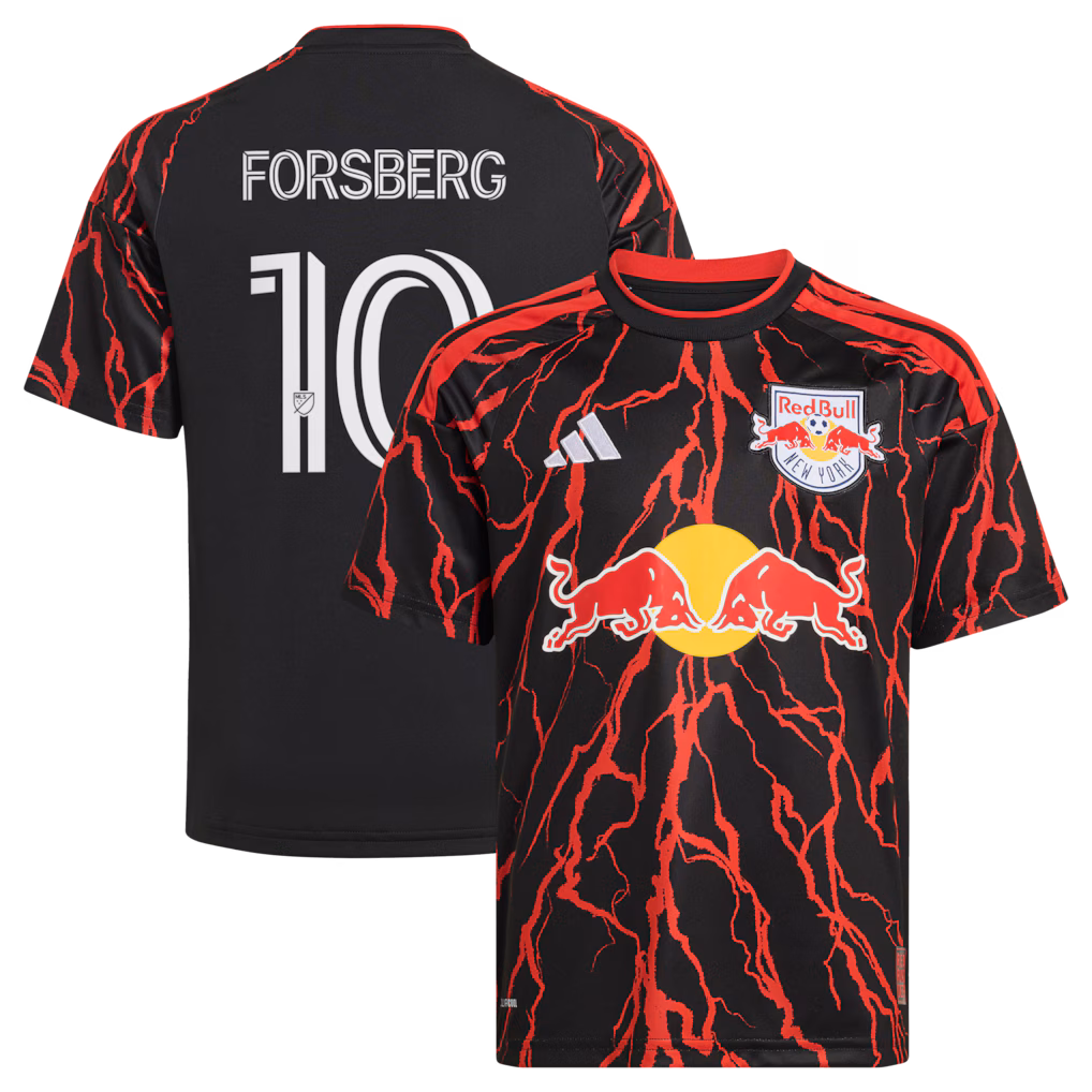 Youth New York Red Bulls Emil Forsberg adidas Black 2026 The Rooted Kit Replica Jersey - ujerseystore