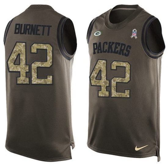 Men's Nike Green Bay Packers #42 Morgan Burnett Limited Green Salute to Service Tank Top NFL Jersey - Ujersey