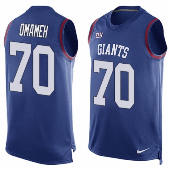 Men's Nike New York Giants #70 Patrick Omameh Limited Royal Blue Player Name & Number Tank Top NFL Jersey - Ujersey