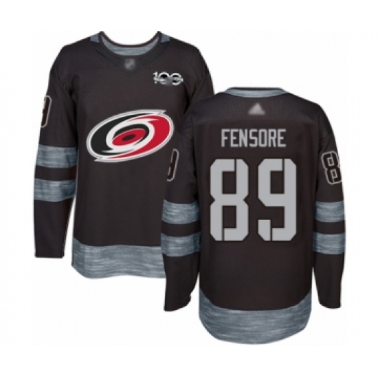 Men's Carolina Hurricanes #89 Domenick Fensore Authentic Black 1917-2017 100th Anniversary Hockey Jersey