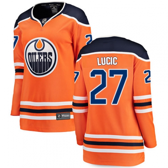 Women's Edmonton Oilers #27 Milan Lucic Fanatics Branded Orange Home Breakaway NHL Jersey - Ujersey