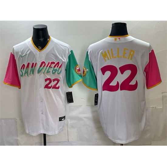 Men's San Diego Padres #22 Mason Miller 2022 White City Connect Cool Base Stitched Baseball Jersey - Ujersey