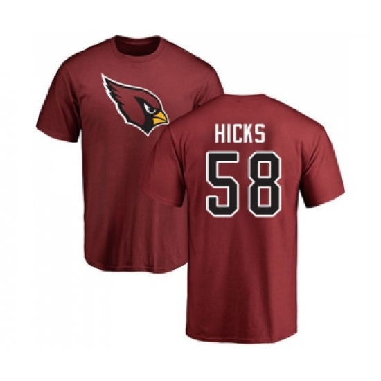 Football Arizona Cardinals #58 Jordan Hicks Maroon Name & Number Logo T-Shirt