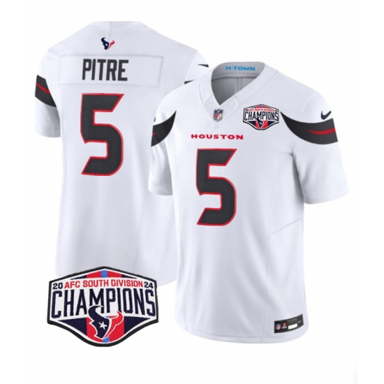 Men's Houston Texans #5 Jalen Pitre White F.U.S.E. 2024 AFC South Division Champions Vapor Limited Stitched Football Jersey - Ujersey