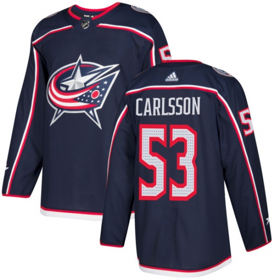 Men's Adidas Columbus Blue Jackets #53 Gabriel Carlsson Authentic Navy Blue Home NHL Jersey - Ujersey