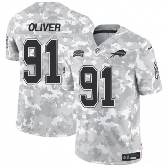 Men's Buffalo Bills #91 Ed Oliver 2024 F.U.S.E. Arctic Camo Salute to Service Limited Football Stitched Jersey - Ujersey