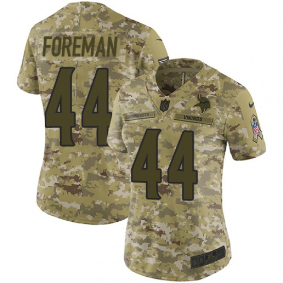 Women's Nike Minnesota Vikings #44 Chuck Foreman Limited Camo 2018 Salute to Service NFL Jersey - Ujersey