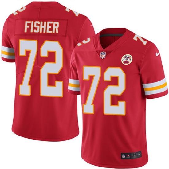 Youth Nike Kansas City Chiefs #72 Eric Fisher Red Team Color Vapor Untouchable Limited Player NFL Jersey - Ujersey