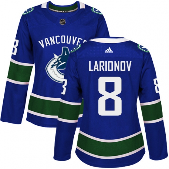 Women's Adidas Vancouver Canucks #8 Igor Larionov Premier Blue Home NHL Jersey - Ujersey