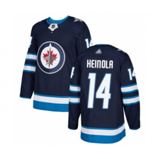 Youth Winnipeg Jets #14 Ville Heinola Authentic Navy Blue Home Hockey Jersey - Ujersey