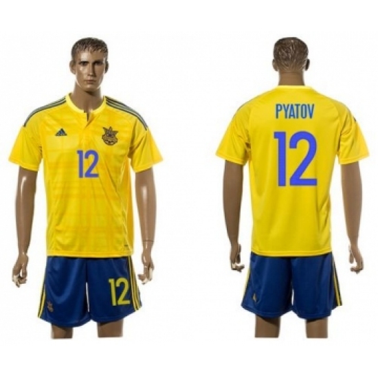 Ukraine #12 Pyatov Home Soccer Country Jersey