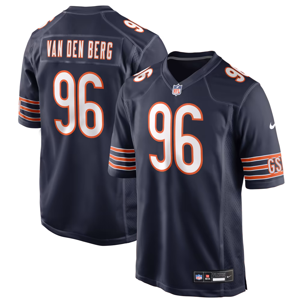 Men's Chicago Bears Jordan van den Berg Nike Navy Team Game Jersey - Ujersey