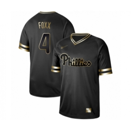 Men's Philadelphia Phillies #4 Jimmy Foxx Authentic Black Gold Fashion Baseball Jersey