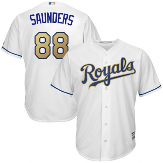 Youth Majestic Kansas City Royals #88 Michael Saunders Authentic White Home Cool Base MLB Jersey - Ujersey