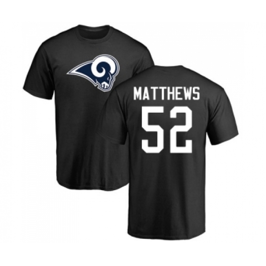 Football Los Angeles Rams #52 Clay Matthews Black Name & Number Logo T-Shirt - Ujersey
