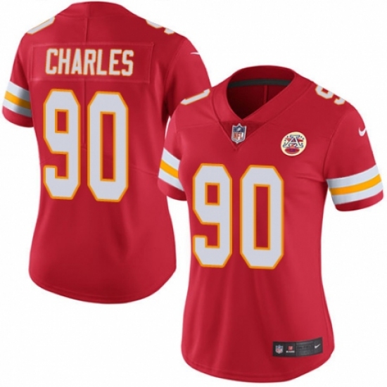 Women's Nike Kansas City Chiefs #90 Stefan Charles Red Team Color Vapor Untouchable Limited Player NFL Jersey - Ujersey