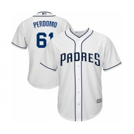 Youth San Diego Padres #61 Luis Perdomo Authentic White Home Cool Base Baseball Player Jersey - Ujersey