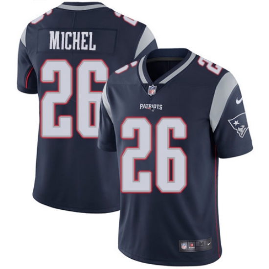 Youth Nike New England Patriots #26 Sony Michel Navy Blue Team Color Vapor Untouchable Limited Player NFL Jersey - Ujersey