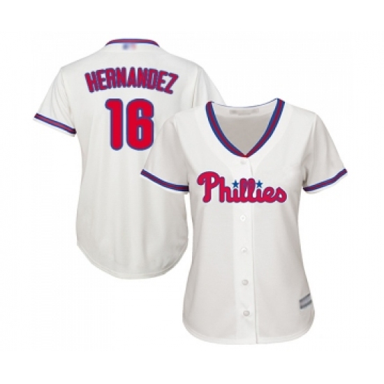 Women's Philadelphia Phillies #16 Cesar Hernandez Replica Cream Alternate Cool Base Baseball Jersey - Ujersey