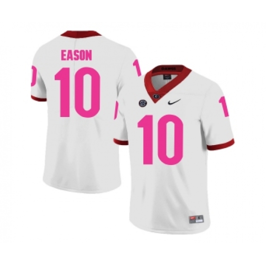 Georgia Bulldogs 10 Jacob Eason White 2018 Breast Cancer Awareness College Football Jersey - Ujersey