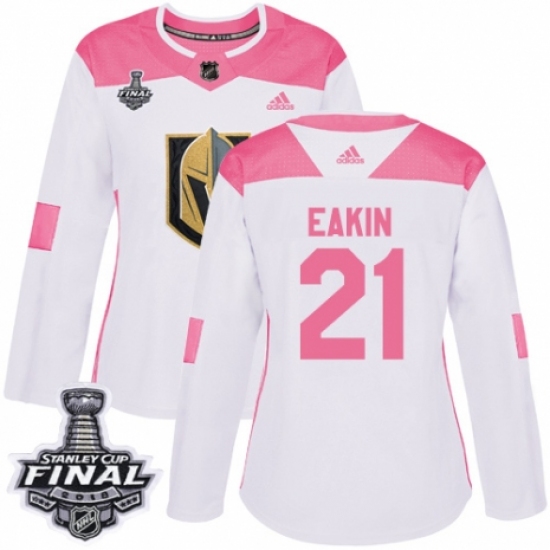 Women's Adidas Vegas Golden Knights #21 Cody Eakin Authentic White/Pink Fashion 2018 Stanley Cup Final NHL Jersey - Ujersey
