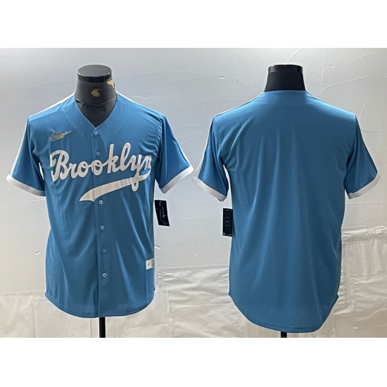 Men's Los Angeles Dodgers Blank Light Blue Throwback Cool Base Stitched Baseball Jersey - Ujersey