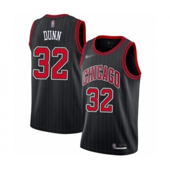Men's Chicago Bulls #32 Kris Dunn Authentic Black Finished Basketball Jersey - Statement Edition