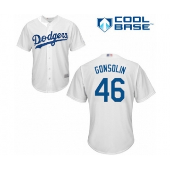 Youth Los Angeles Dodgers #46 Tony Gonsolin Authentic White Home Cool Base Baseball Player Jersey - Ujersey