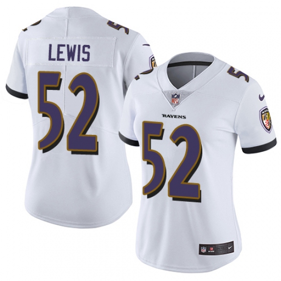 Women's Nike Baltimore Ravens #52 Ray Lewis White Vapor Untouchable Limited Player NFL Jersey - Ujersey