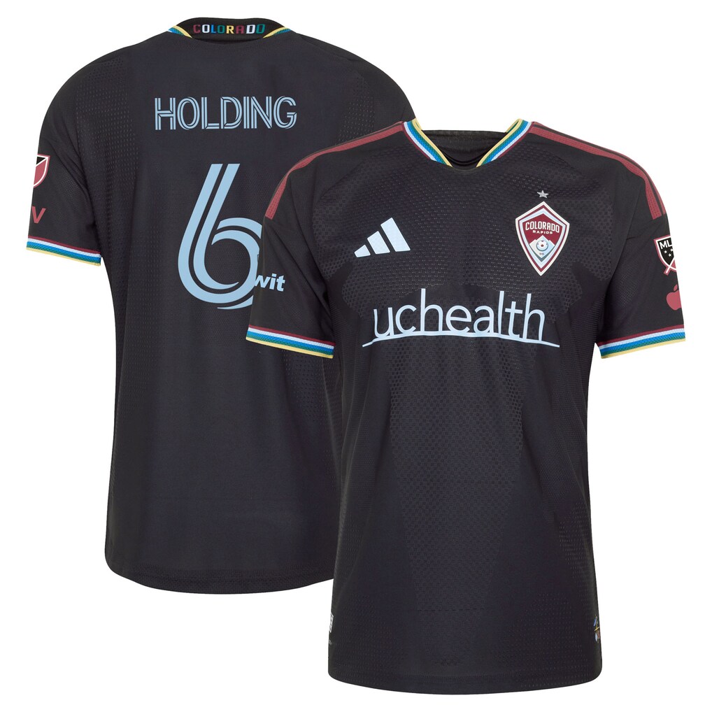 Men's Colorado Rapids Rob Holding adidas Black 2026 Colorful Colorado On-Field Authentic Patch Jersey - Ujersey