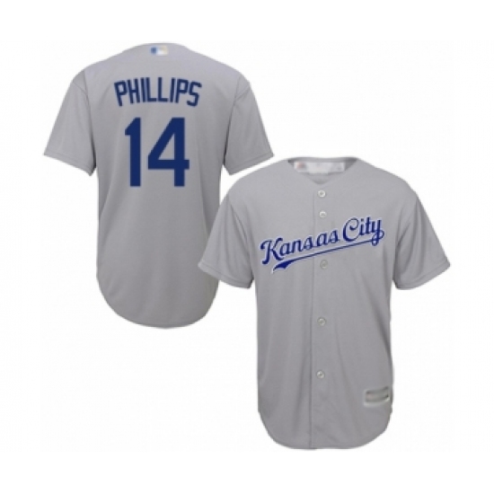 Youth Kansas City Royals #14 Brett Phillips Authentic Grey Road Cool Base Baseball Player Jersey - Ujersey