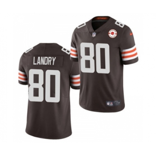 Men's Cleveland Browns #80 Jarvis Landry 2021 Brown 75th Anniversary Patch Vapor Untouchable Limited Jersey - Ujersey