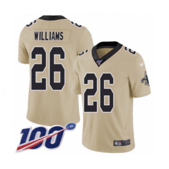 Men's New Orleans Saints #26 P.J. Williams Limited Gold Inverted Legend 100th Season Football Jersey - Ujersey