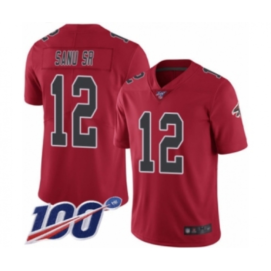 Men's Atlanta Falcons #12 Mohamed Sanu Limited Red Rush Vapor Untouchable 100th Season Football Jersey - Ujersey