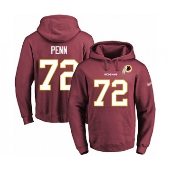 Football Men's Washington Redskins #72 Donald Penn Red Name & Number Pullover Hoodie - Ujersey