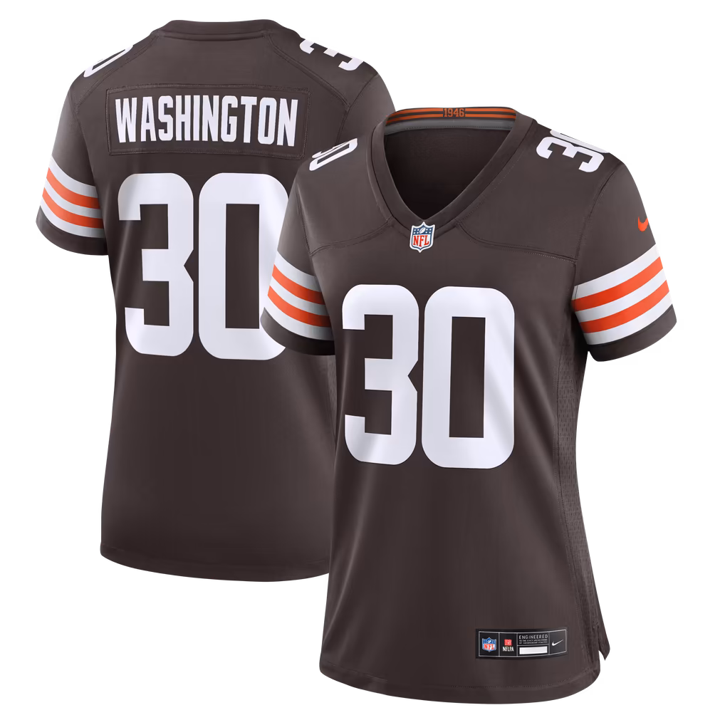 Women's Cleveland Browns Zion Washington Nike Brown Team Game Jersey - U-jersey