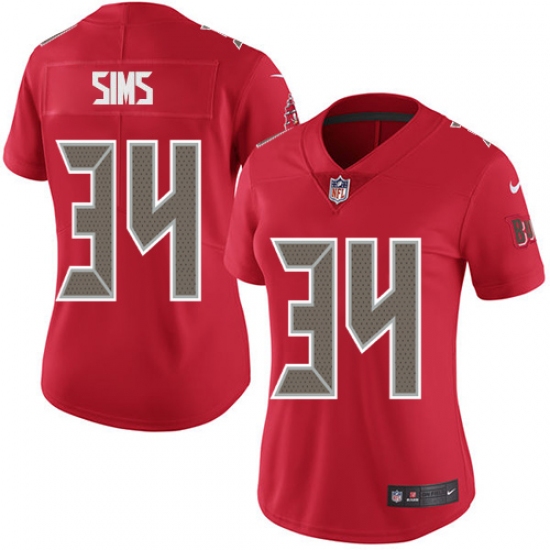 Women's Nike Tampa Bay Buccaneers #34 Charles Sims Limited Red Rush Vapor Untouchable NFL Jersey - Ujersey