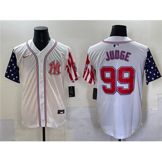 Men's New York Yankees #99 Aaron Judge White 2025 Independence Day Vapor Limited Stitched Baseball Jersey - Ujersey