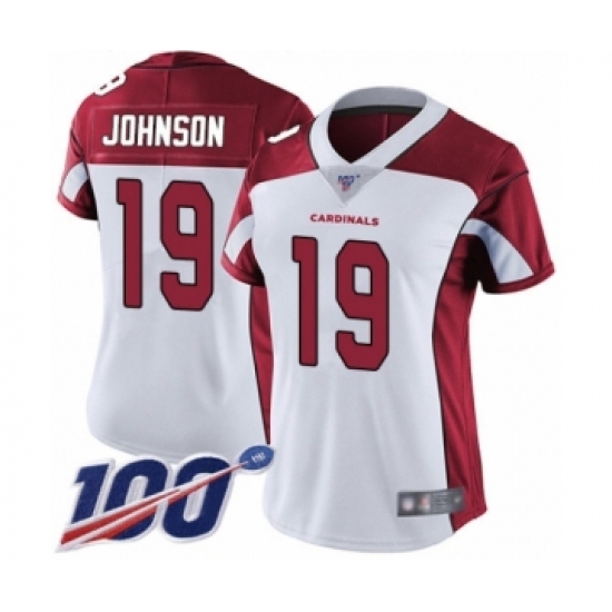 Women's Arizona Cardinals #19 KeeSean Johnson White Vapor Untouchable Limited Player 100th Season Football Jersey - Ujersey