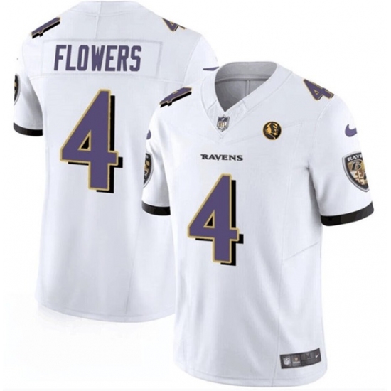 Men's Baltimore Ravens #4 Zay Flowers White 2023 F.U.S.E. John Madden Vapor Limited Football Stitched Jersey - Ujersey