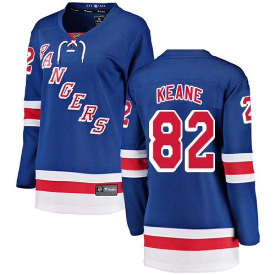 Women's New York Rangers #82 Joey Keane Fanatics Branded Royal Blue Home Breakaway NHL Jersey
