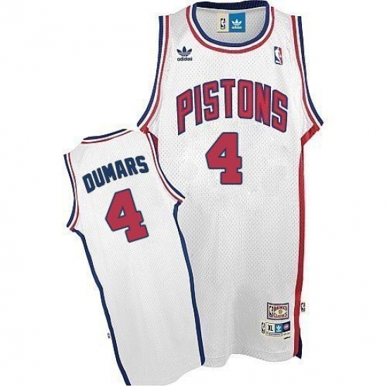 Men's Adidas Detroit Pistons #4 Joe Dumars Swingman White Throwback NBA Jersey - Ujersey