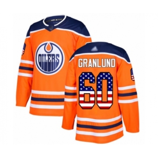 Men's Edmonton Oilers #60 Markus Granlund Authentic Orange USA Flag Fashion Hockey Jersey - Ujersey