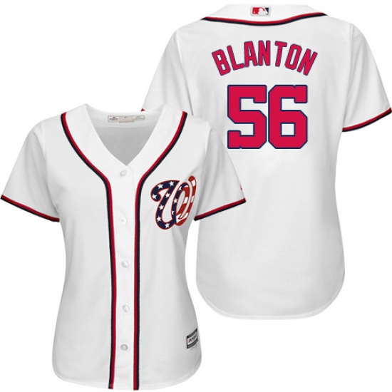 Women's Majestic Washington Nationals #56 Joe Blanton Authentic White Home Cool Base MLB Jersey