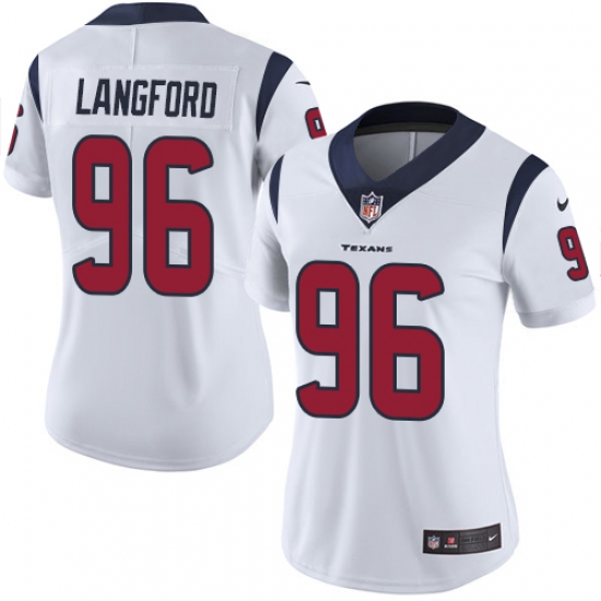 Women's Nike Houston Texans #96 Kendall Langford White Vapor Untouchable Limited Player NFL Jersey - Ujersey