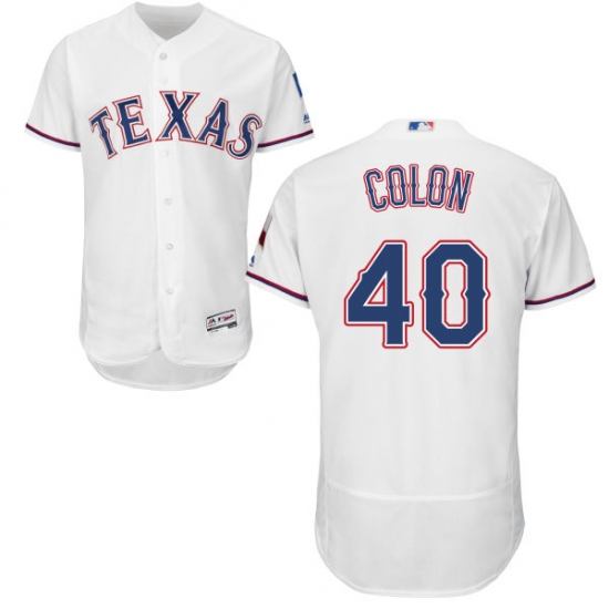Men's Majestic Texas Rangers #40 Bartolo Colon White Home Flex Base Authentic Collection MLB Jersey - Ujersey