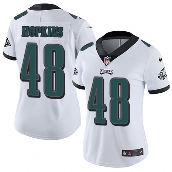 Women's Nike Philadelphia Eagles #48 Wes Hopkins White Vapor Untouchable Limited Player NFL Jersey