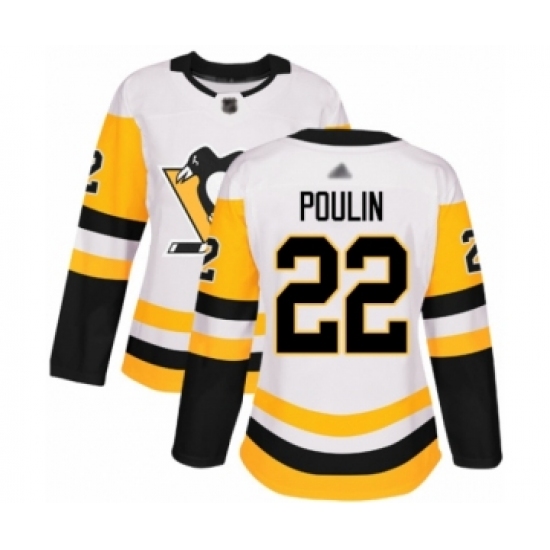 Women's Pittsburgh Penguins #22 Samuel Poulin Authentic White Away Hockey Jersey - Ujersey