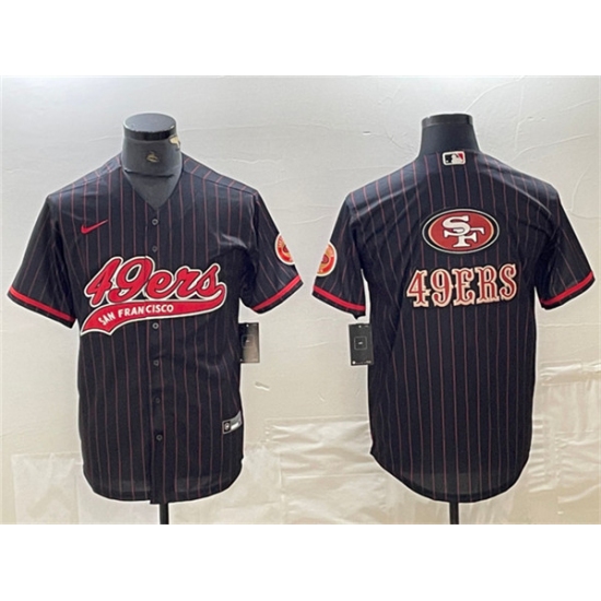 Men's San Francisco 49ers Black Team Big Logo With Cool Base Stitched Baseball Jerseys1 - Ujersey