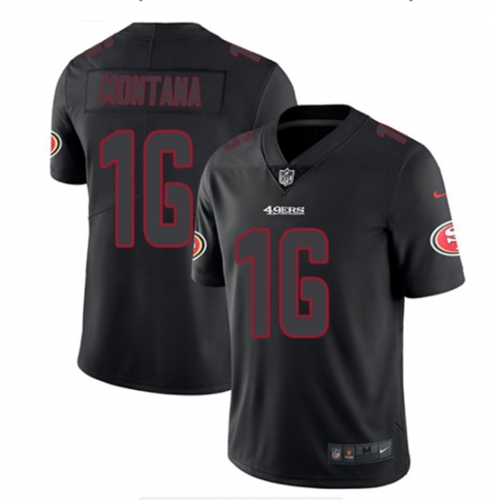 Men's San Francisco 49ers #16 Joe Montana Black Impact Limited Stitched Jersey - Ujersey